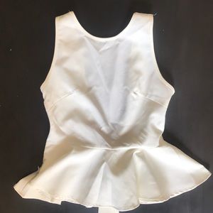 Shein white low-back peplum top